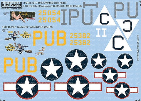 キッツワールド KW172240 1/72 ボーイング B-17F フライングフォートレス デカールシート