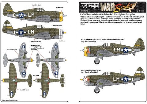 キッツワールド KW172246 1/72 サンダーボルト P-47C/D レイザーバック デカールシート