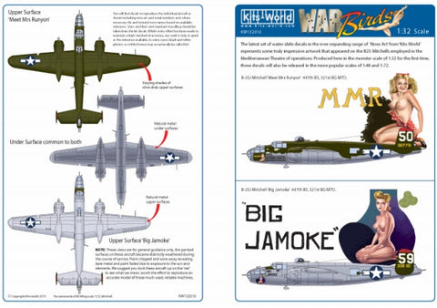 キッツワールド KW132010 1/32 北アメリカ B-25J ミッチェル 'Meet Mrs Runyon/Big Jamoke' - フルカラーデカール