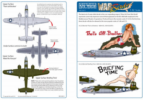 キッツワールド KW132013 1/32 北アメリカ B-25J ミッチェル 'That's All Brother/ブリーフィングタイム' - フルカラーデカール