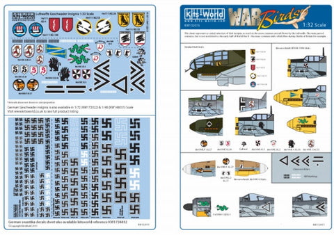 キッツワールド KW132015 1/32 ドイツ空軍 ゲシュウェーダー 記章 - フルカラーデカール