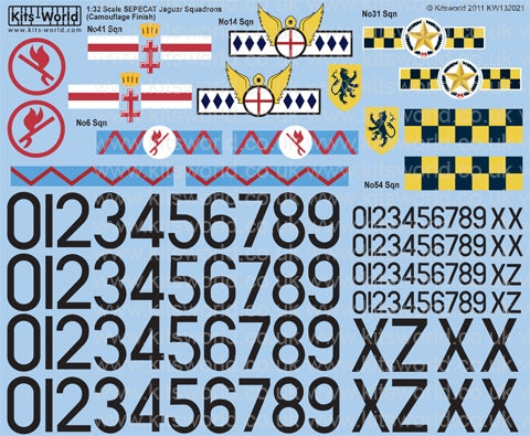 キッツワールド KW132021 1/32 1970 イギリス ジャギュア 飛行隊 (カモ) - フルカラーデカール