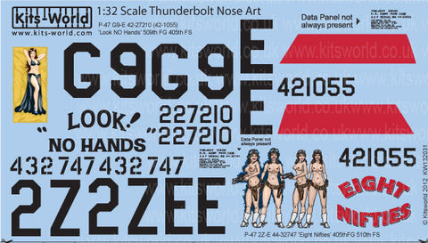 キッツワールド KW132031 1/32 P-47D サンダーボルト 'Look! NO Hands/Eight Nifties' - フルカラーデカール