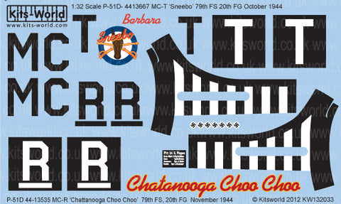 キッツワールド KW132033 1/32 P-51D マスタング 'Chattanooga/Sneebo' - フルカラーデカール