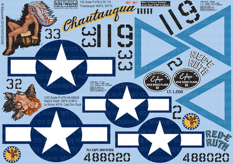 キッツワールド KW132040 1/32 P-47D レイザーバック 'Chautauqua/Red E Ruth' - フルカラーデカール