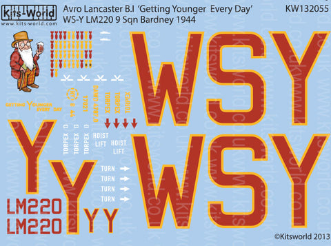 キッツワールド KW132055 1/32 アブロランカスター B.I 'Getting Younger Every Day' - フルカラーデカール