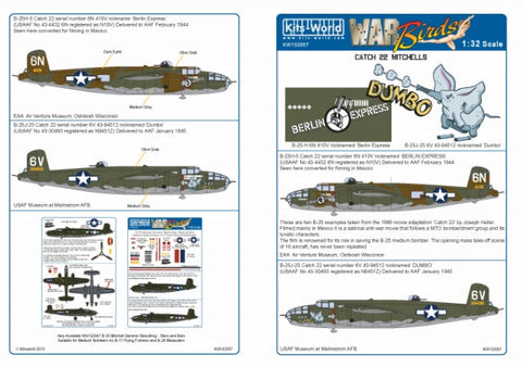 キッツワールド KW132057 1/32 北アメリカ B-25H ミッチェル 'Berlin Express/Dumbo' - フルカラーデカール