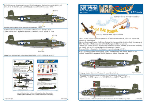 キッツワールド KW132060 1/32 北アメリカ B-25J ミッチェル デカール