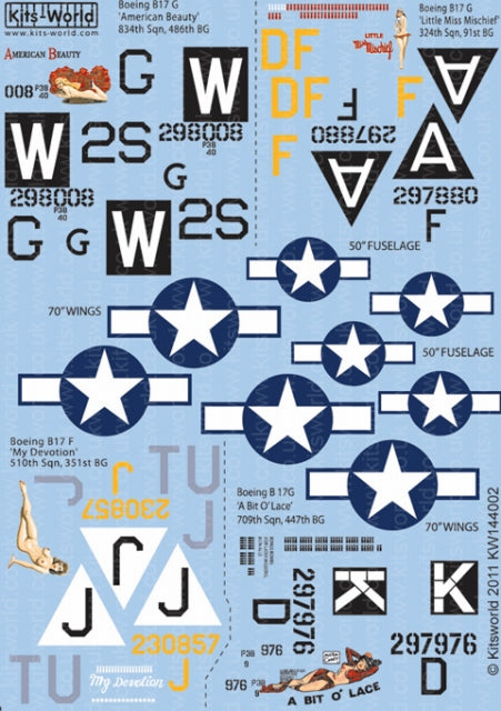 キッツワールド KW144002 1/144 デカールシート B-17 フライングフォートレス