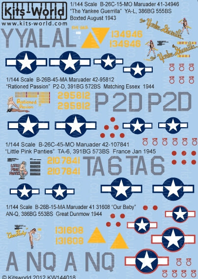 キッツワールド KW144018 1/144 デカールシート B-26 マローダー