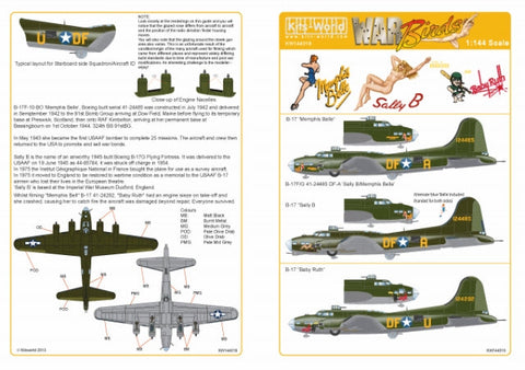 キッツワールド KW144019 1/144 B-17F/G スケール デカールシート
