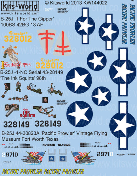 キッツワールド KW144022 1/144 B-25 ミッチェル デカールシート