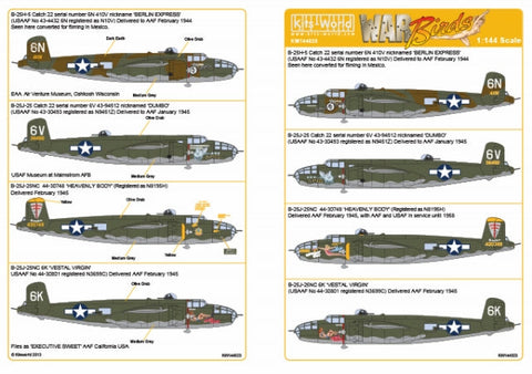 キッツワールド KW144023 1/144 B-25J ミッチェル 1/144スケール デカールシート