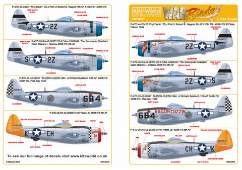 キッツワールド KW144027 1/144 P-47D サンダーボルト バブルトップ 1/144スケール デカールシート