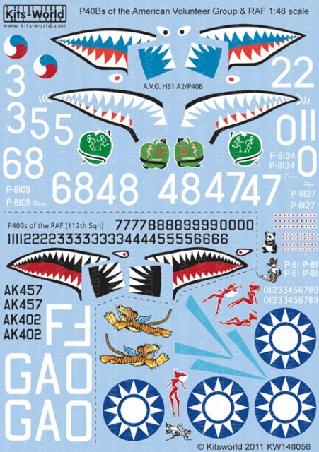 キッツワールド KW148058 1/48スケール デカールシート P-40B