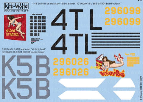 キッツワールド KW148072 1/48スケール デカールシート B-26 マローダー