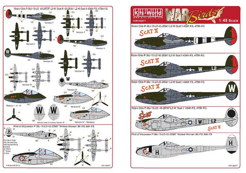 キッツワールド KW148077 1/48スケール デカールシート P-38J ライトニング