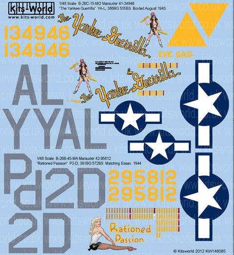 キッツワールド KW148085 1/48スケール デカールシート B-26C マローダー