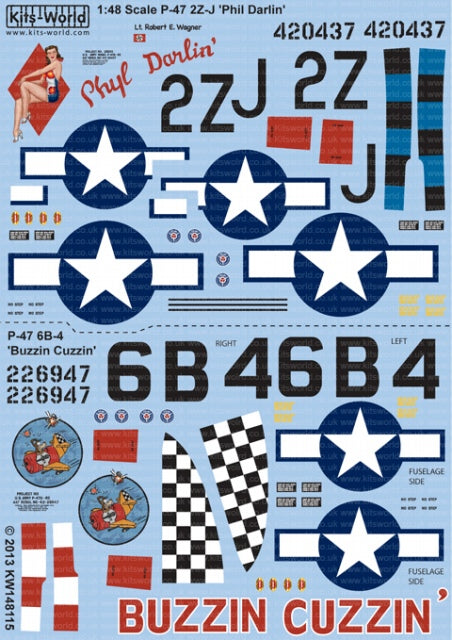 キッツワールド KW148115 1/48 P-47D サンダーボルト バブルトップ デカールシート
