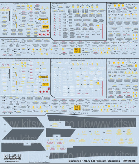 キッツワールド KW148118 1/48 デカールシート ステンシル マクドネル ファントム
