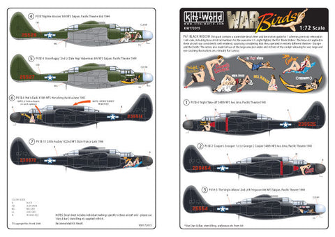 キッツワールド KW172015 1/72 P61 ブラックウィドウ 夜間戦闘機 1/72スケール デカールシート