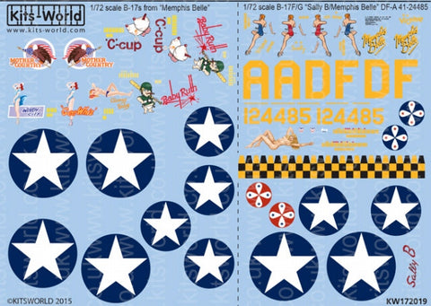 キッツワールド KW172019 1/72 B17F/G フライングフォートレス - 'メンフィス・ベル/Sally B'