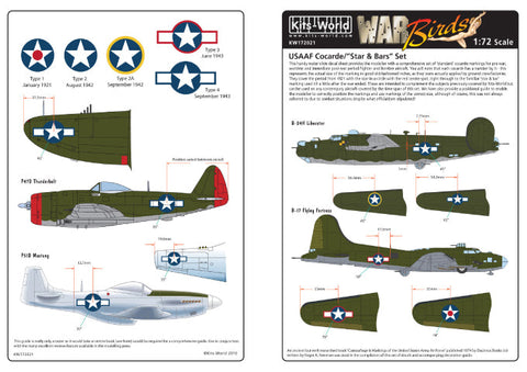 キッツワールド KW172021 1/72 アメリカ陸軍航空軍 Cocarde/"Star & Bars" Set- 1/72スケール デカールシート