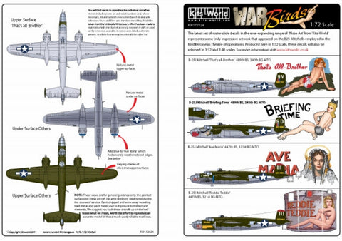 キッツワールド KW172024 1/72 "B-25J ミッチェル" 1/72スケール デカールシート
