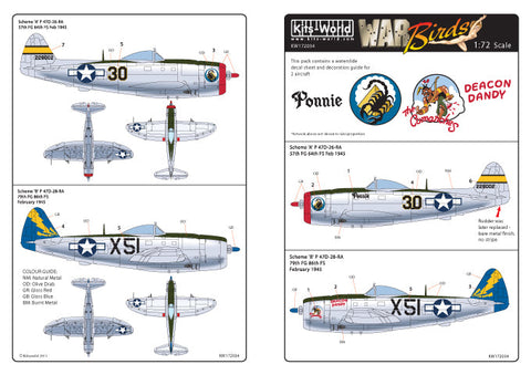 キッツワールド KW172034 1/72 アメリカンノーズアート サンダーボルト - 1/72スケール デカールシート