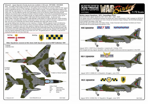 キッツワールド KW172043 1/72 ジャギュア GR1 1/72スケール デカールシート