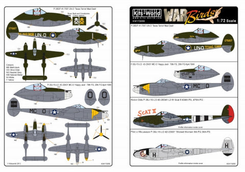 キッツワールド KW172055 1/72スケール デカールシート P-38 ライトニング