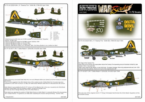 キッツワールド KW172057 1/72スケール デカールシート B-17F/G フライングフォートレス