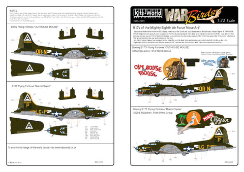 キッツワールド KW172059 1/72スケール デカールシート B-17F/G フライングフォートレス