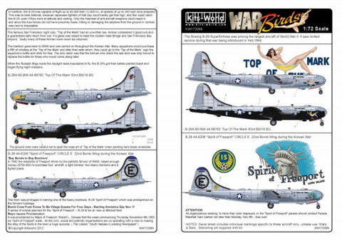 キッツワールド KW172069 1/72スケール デカールシート B-29 スーパーフォートレス