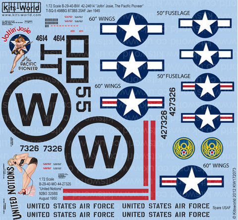キッツワールド KW172073 1/72スケール デカールシート B-29 スーパーフォートレス