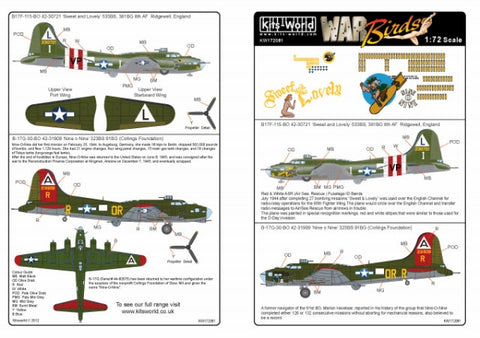 キッツワールド KW172081 1/72スケール デカールシート B-17F/G フライングフォートレス
