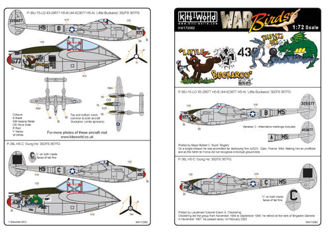 キッツワールド KW172082 1/72スケール デカールシート ライトニング P-38J/L
