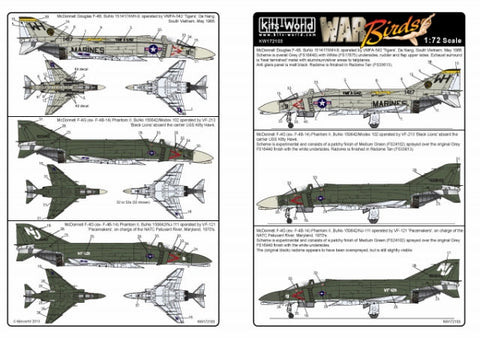 キッツワールド KW172103 1/72スケール ファントム F-4B デカールシート
