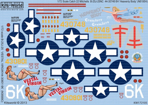 キッツワールド KW172105 1/72 'B-25J ミッチェル' 1/72スケール デカールシート