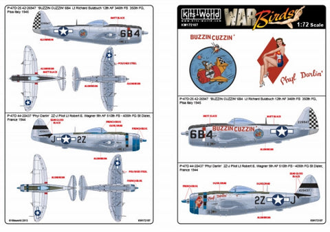 キッツワールド KW172107 1/72 P-47D サンダーボルト バブルトップ 1/72スケール デカールシート