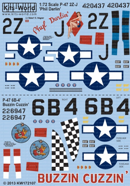キッツワールド KW172107 1/72 P-47D サンダーボルト バブルトップ 1/72スケール デカールシート