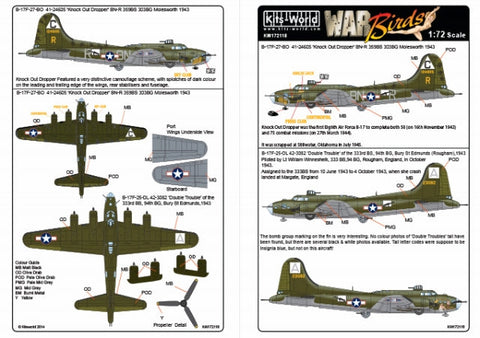 キッツワールド KW172118 1/72スケール デカールシート B-17F フライングフォートレス