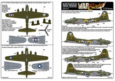 キッツワールド KW172119 1/72スケール デカールシート B-17F フライングフォートレス