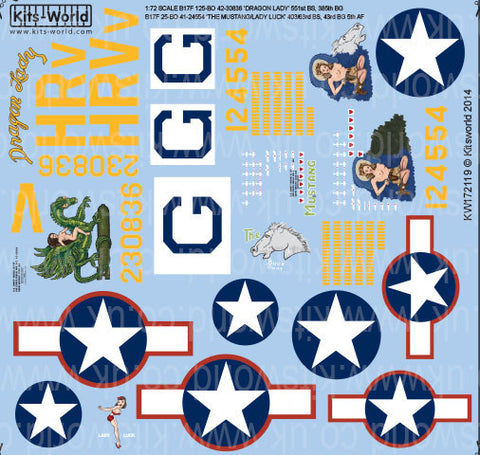 キッツワールド KW172119 1/72スケール デカールシート B-17F フライングフォートレス