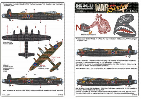 キッツワールド KW172123 1/72スケール アブロランカスター B Mk.I - B Mk.X