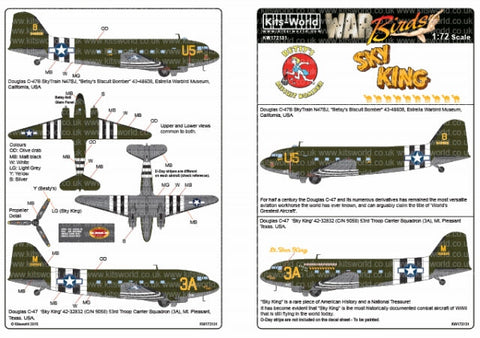 キッツワールド KW172131 1/72スケール C-47/DC3 "Betsy's Biscuit Bomber" - ‘シーキング’