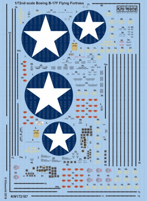 キッツワールド KW172187 1/72 ボーイング B-17F デカールシート