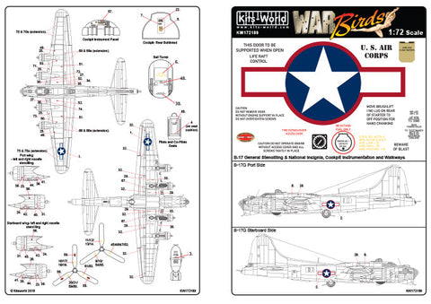 キッツワールド KW172189 1/72 ボーイング B-17F/G デカールシート