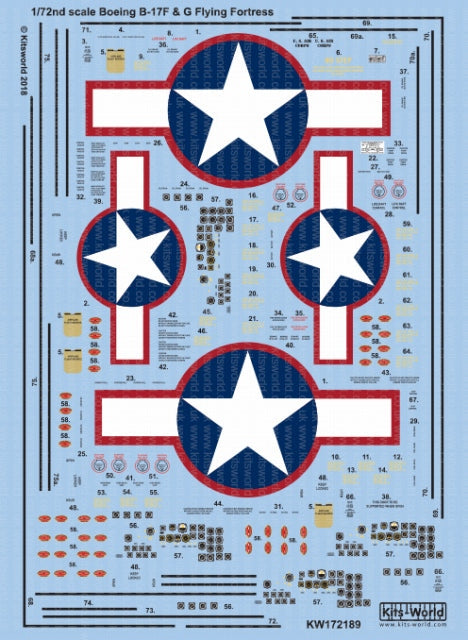 キッツワールド KW172189 1/72 ボーイング B-17F/G デカールシート