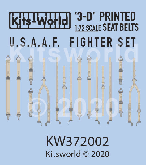 キッツワールド KW372002 1/72 フルカラー3D WWII シートベルトデカール.アメリカ陸軍航空軍 戦闘機 シートベルトセット・・・